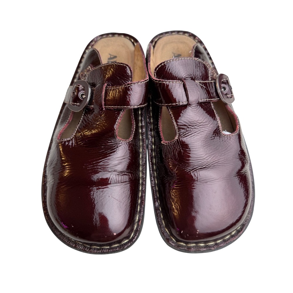 Alegria Clog Mule Burgundy Patent Leather Whimsigoth Dark Cherry EU 37 US 7-7.5